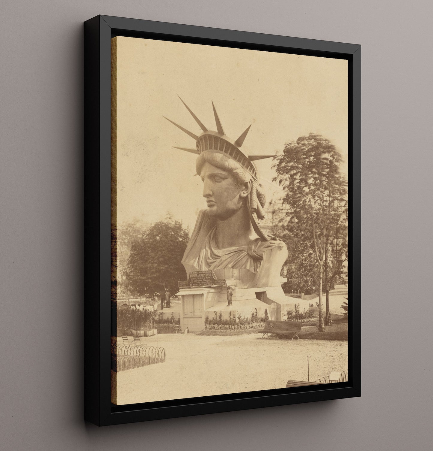 Liberty Head - Face on Display - Statue of Liberty Print - 16x20 Framed Canvas