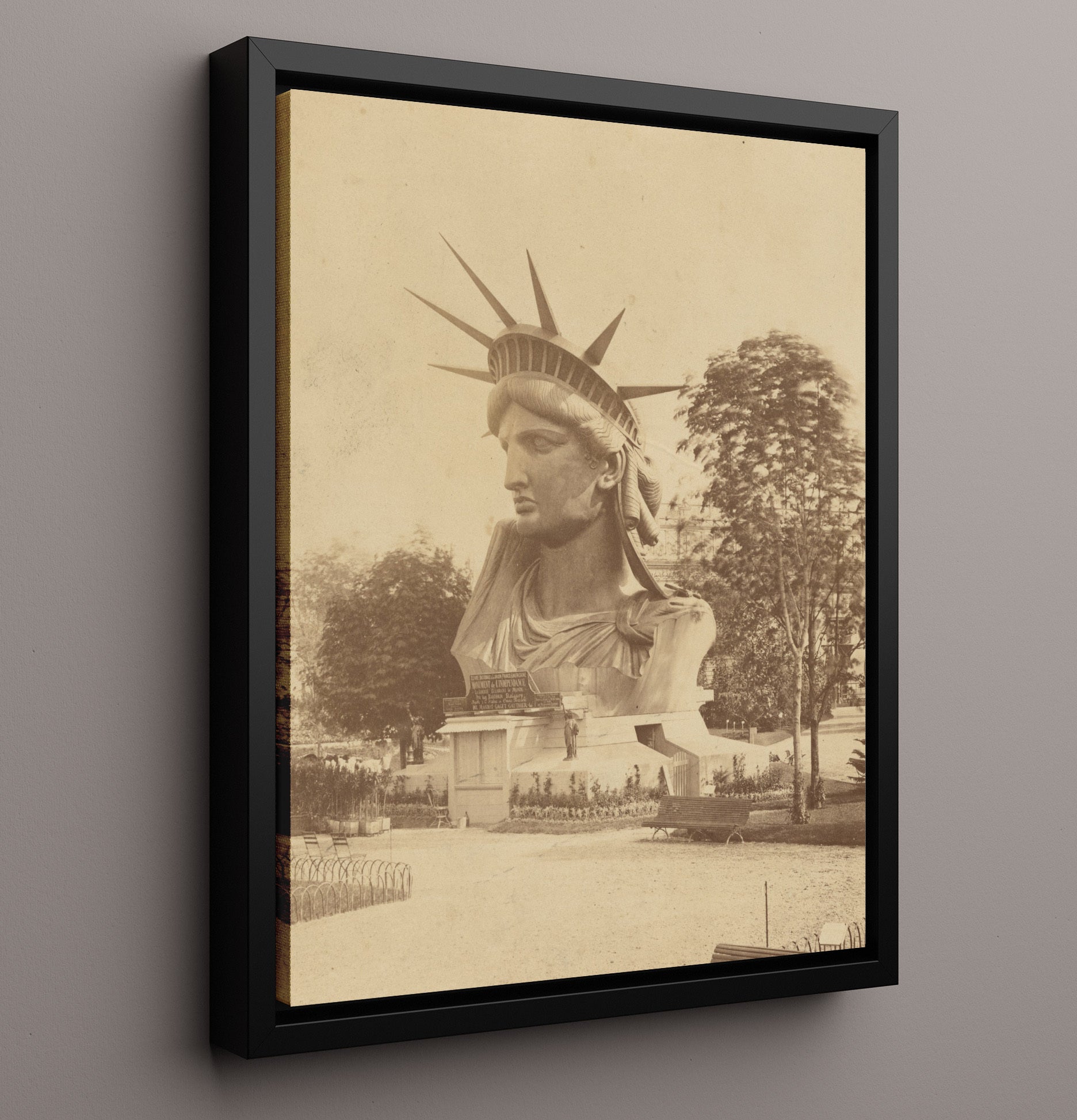 Liberty Head - Face on Display - Statue of Liberty Print - 16x20 Framed Canvas