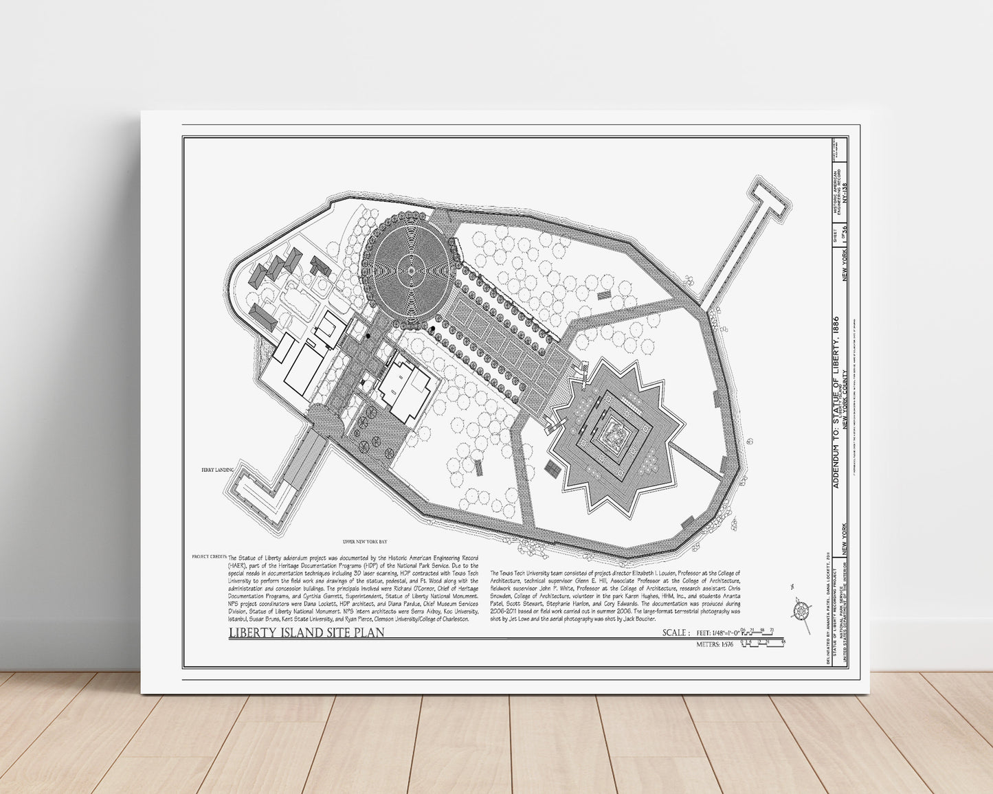 Liberty Island Site Plan - Blueprint of Freedoms Home - Statue of Liberty Print - 16x20 Unframed Print