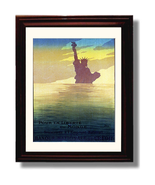 Pour La Liberte Du Monde - French Tribute to Freedom - Statue of Liberty Print - 8x10 Beveled Frame