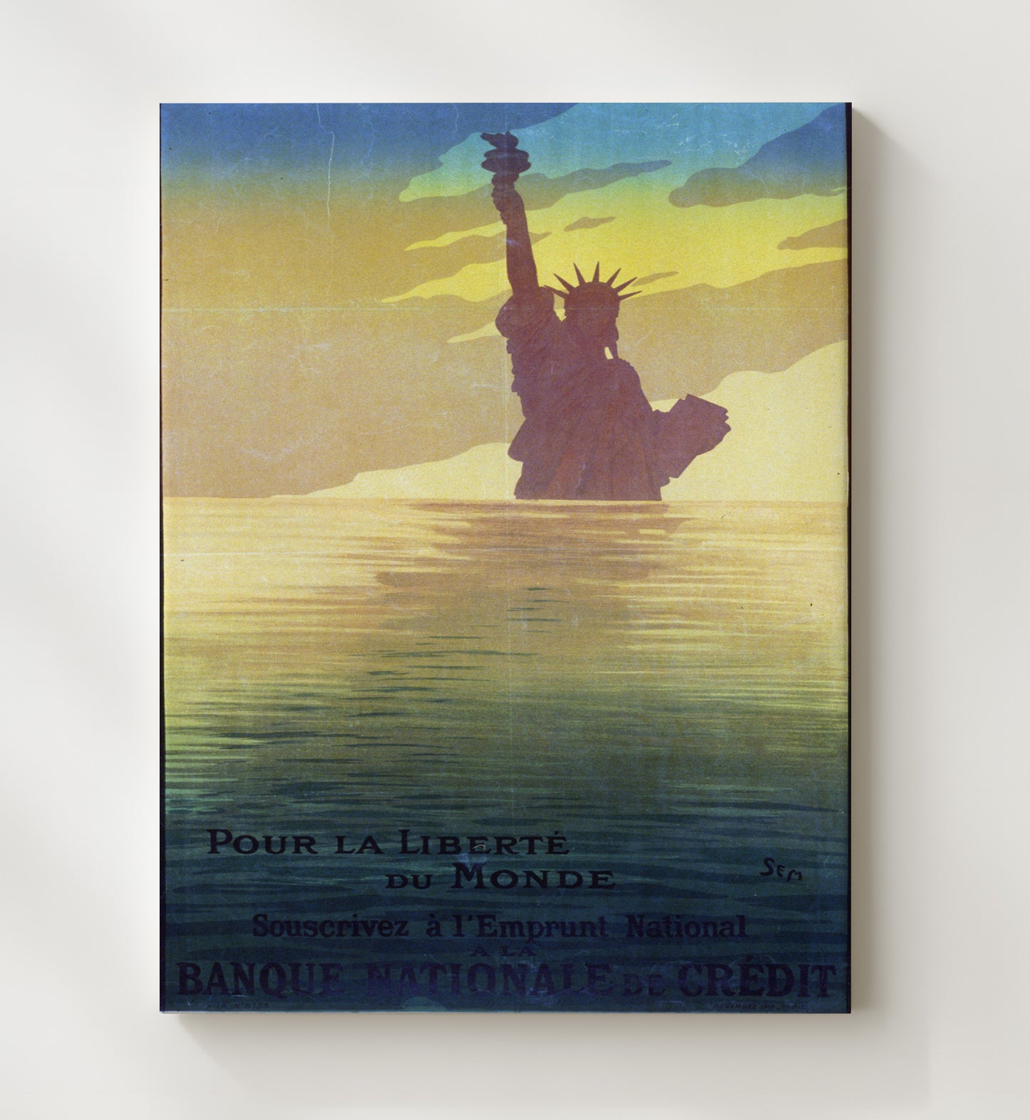 Pour La Liberte Du Monde - French Tribute to Freedom - Statue of Liberty Print - 20x24 Canvas