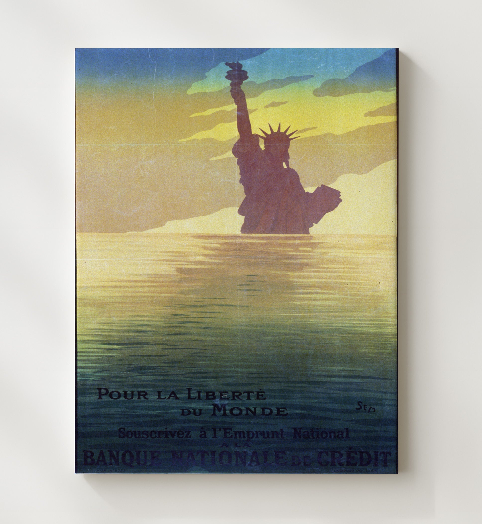 Pour La Liberte Du Monde - French Tribute to Freedom - Statue of Liberty Print - 20x24 Canvas