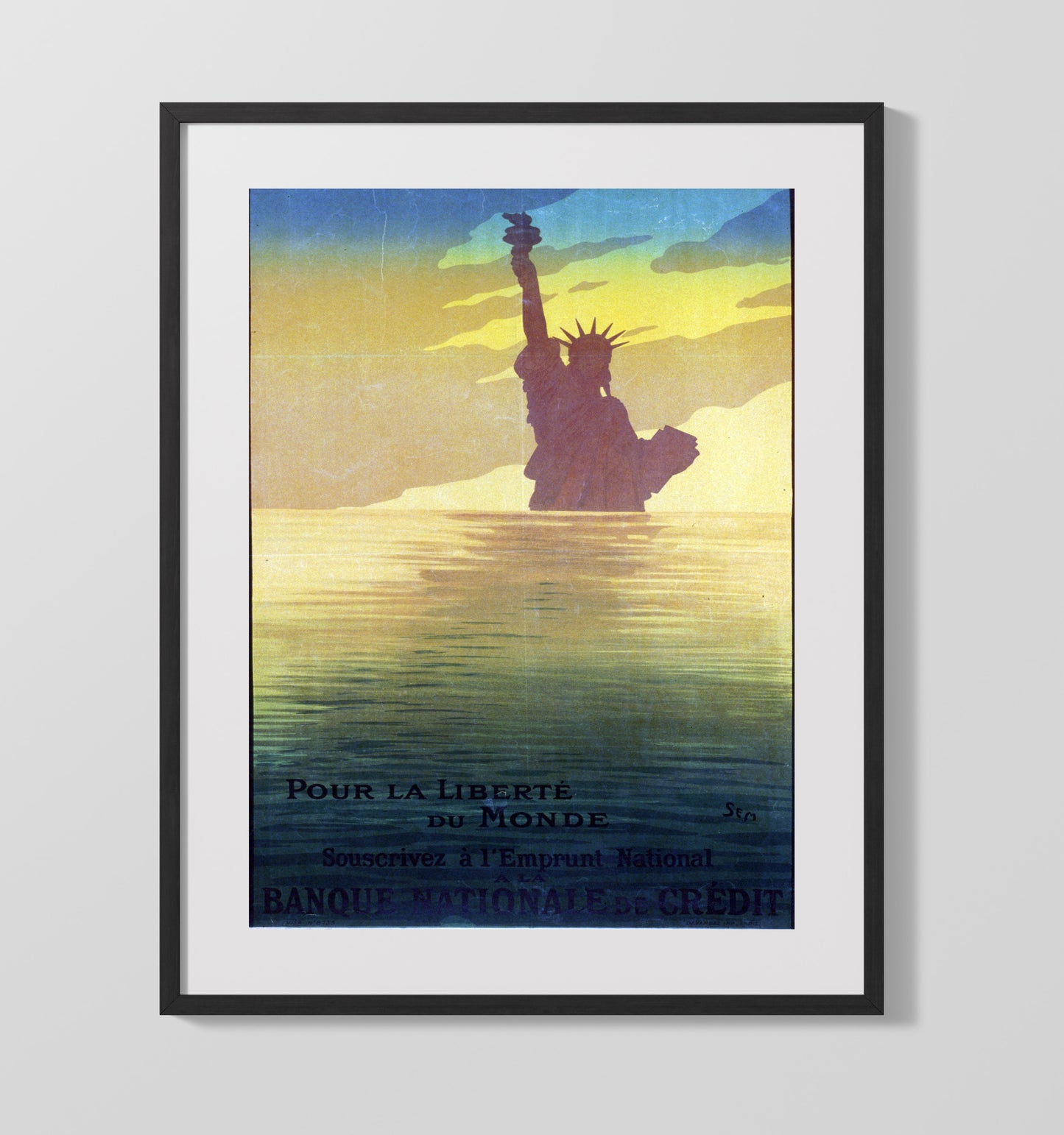 Pour La Liberte Du Monde - French Tribute to Freedom - Statue of Liberty Print - 16x20 Gallery Frame