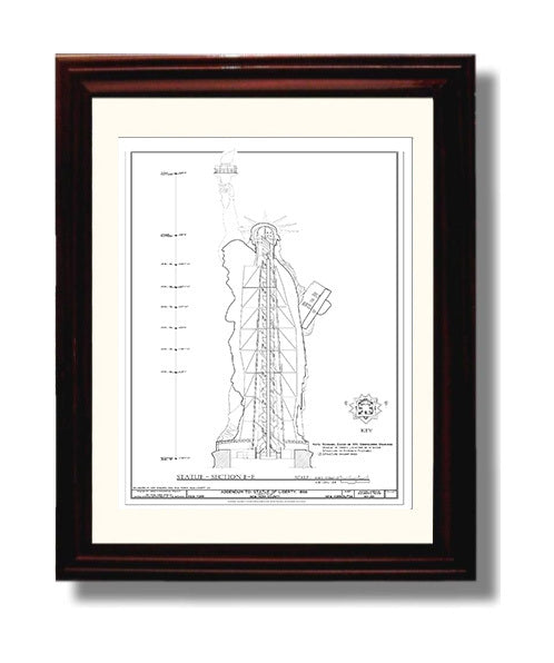 Structural Plans - The Bones of Liberty Revealed - Statue of Liberty Print - 8x10 Beveled Frame