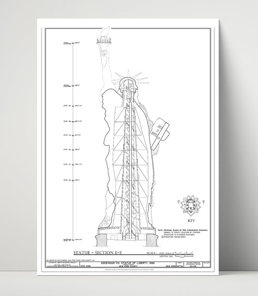 Structural Plans - The Bones of Liberty Revealed - Statue of Liberty - 16x20 Unframed Print