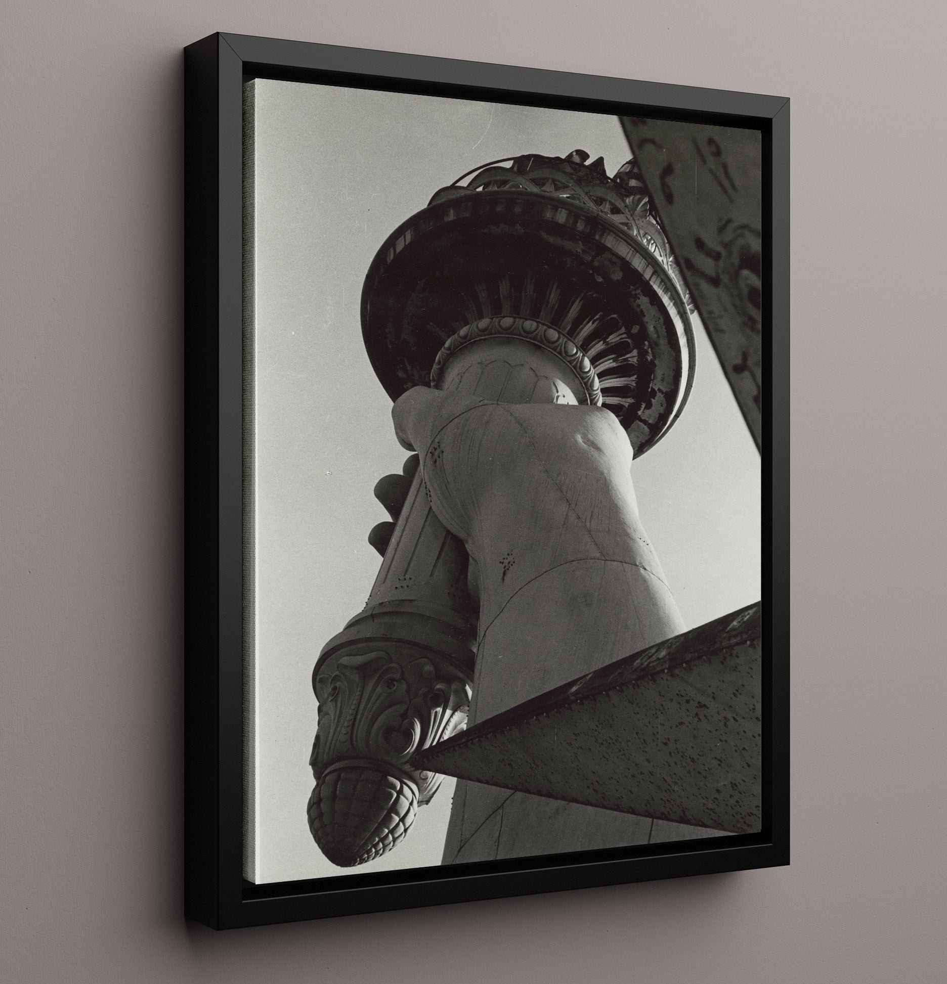 Torch - Up Close with Liberty Flame - Statue of Liberty Print - 16x20 Framed Canvas