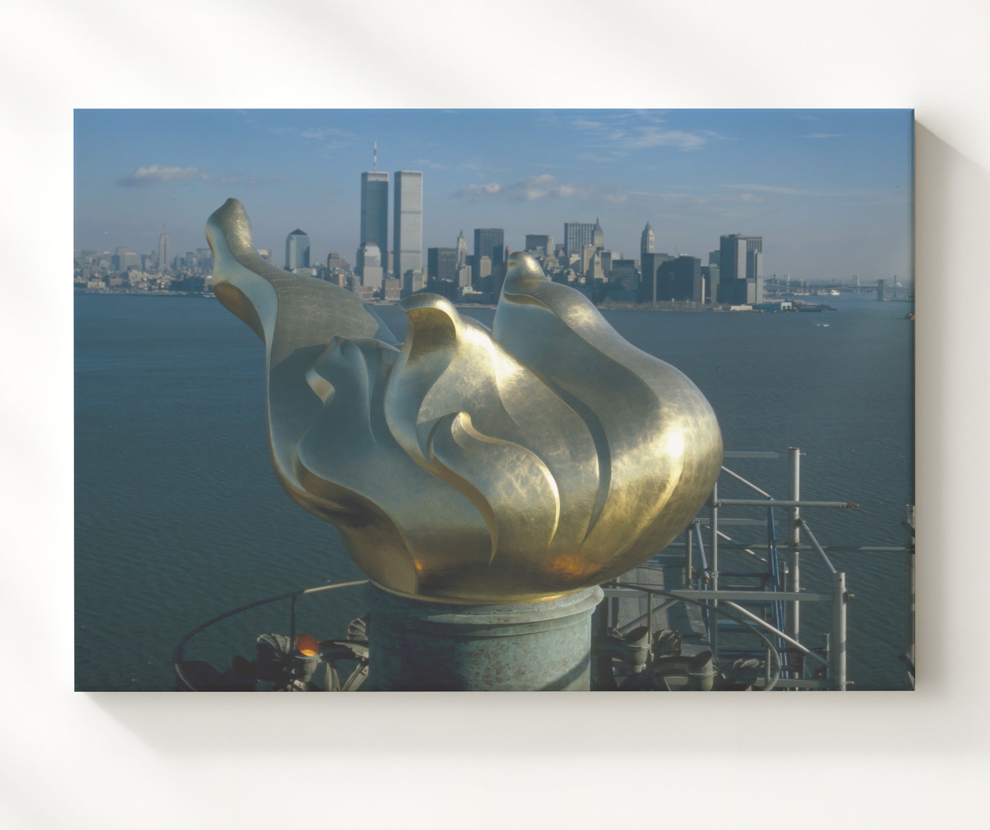 Torch NY Skyline - Flame Over Manhattan - Statue of Liberty Print - 20x24 Canvas