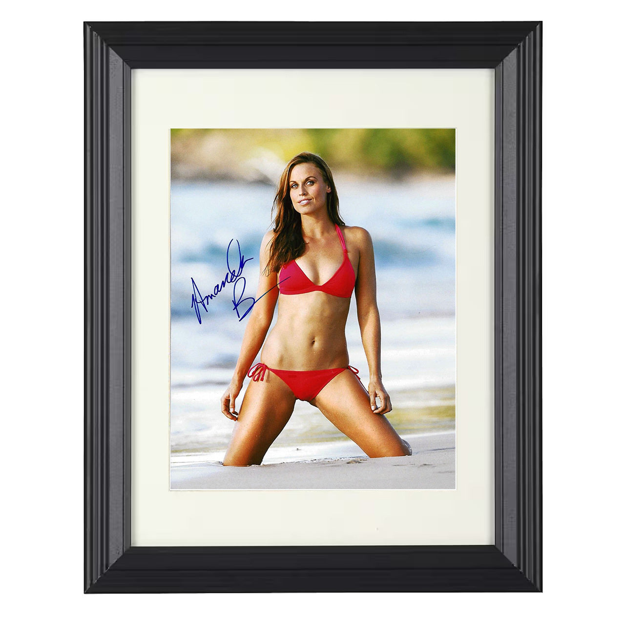 Amanda Beard – Olympic Gold Medalist Beach Image 8x10 matted black framed swimsuit wall art