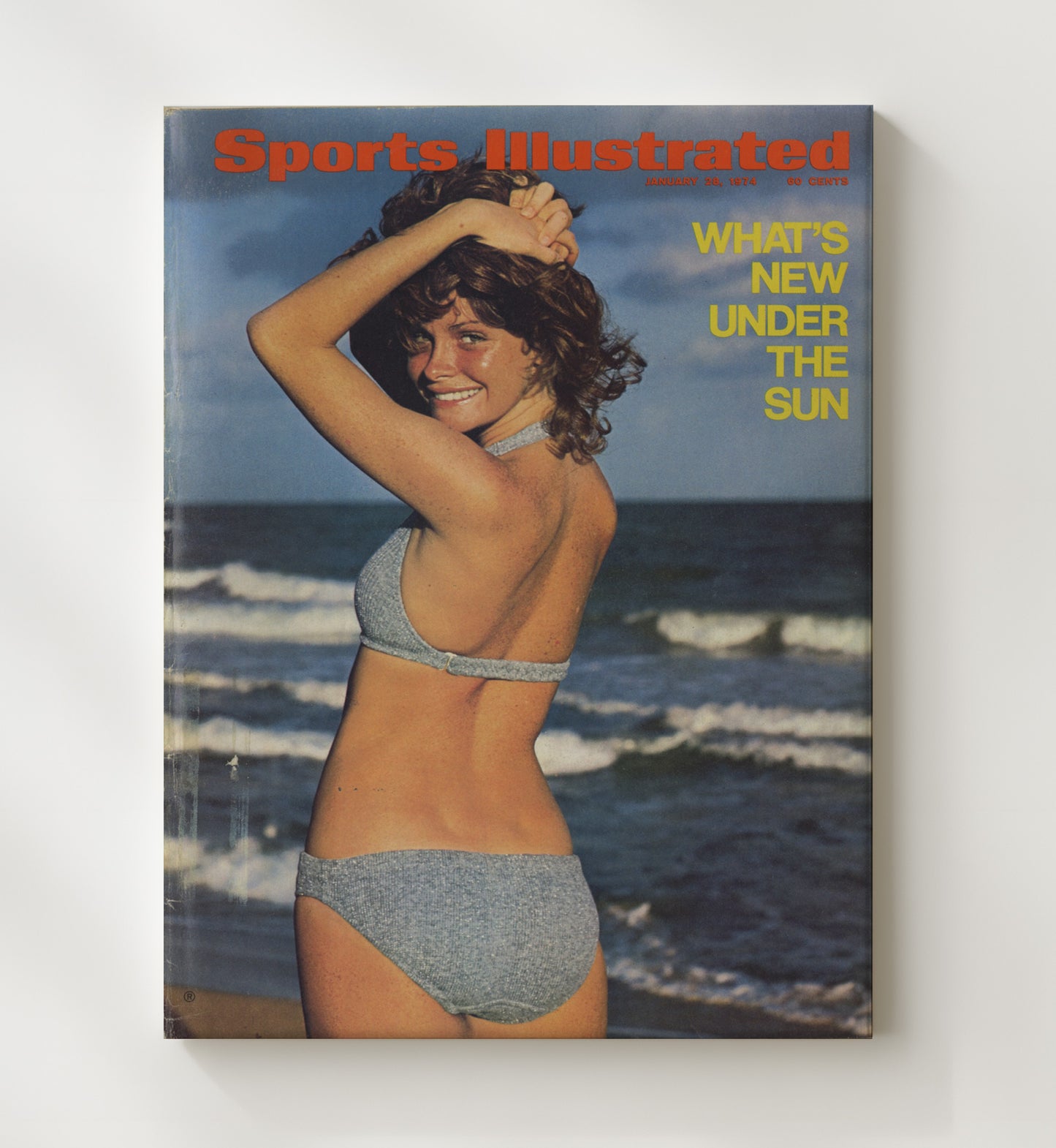 Atlantic Shoreline Model - Vintage 1974 Whats New Under the Sun SI Swimsuit Issue Cover Swimsuit Wall Art 20x24 Canvas wall art print – Swimsuit Wall Art decor
