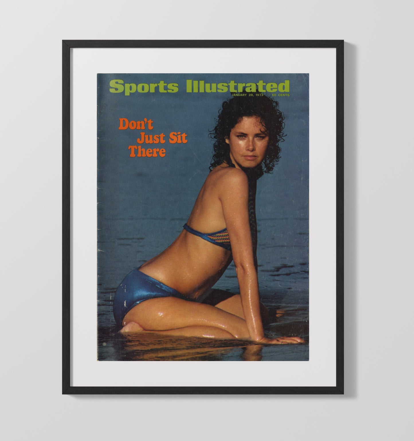 Blue Lagoon Model - Vintage 1973 Dont Just Sit There SI Swimsuit Issue Cover Swimsuit Wall Art 16x20 Gallery Frame wall art print – Swimsuit Wall Art decor