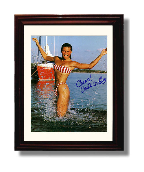 Christie Brinkley - Classic Red Stripe Bikini SI Swimsuit Model Signed Swimsuit Wall Art 8x10 Beveled Frame wall art print – Swimsuit Wall Art decor
