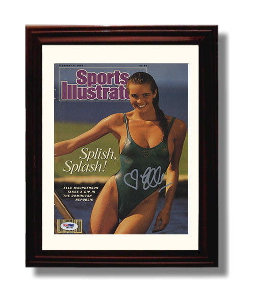 Elle Macpherson - 1987 Splish Splash Dominican Republic SI Swimsuit Cover Signed Swimsuit Wall Art 8x10 Beveled Frame wall art print – Swimsuit Wall Art decor