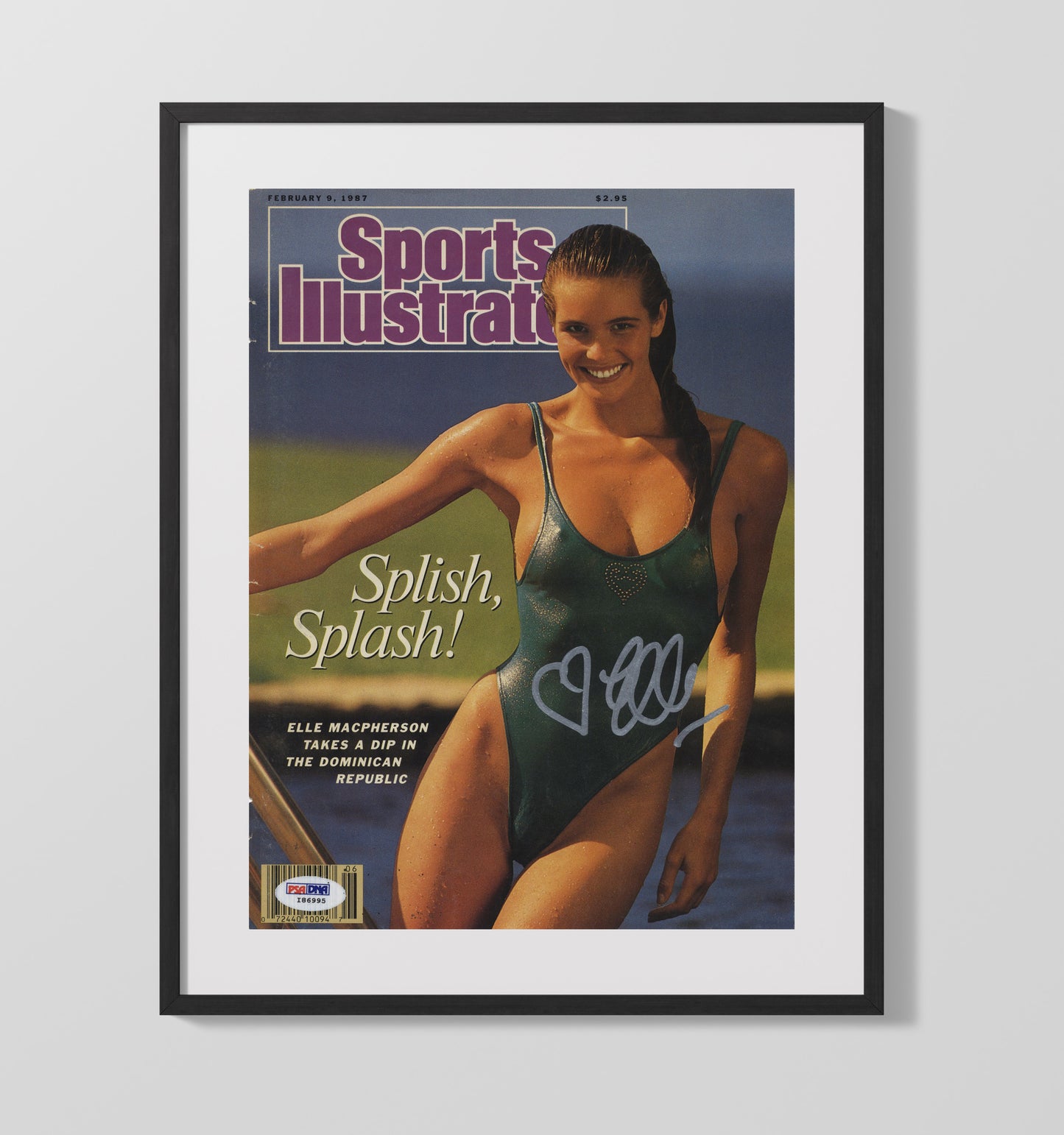 Elle Macpherson - 1987 Splish Splash Dominican Republic SI Swimsuit Cover Signed Swimsuit Wall Art 16x20 Gallery Frame wall art print – Swimsuit Wall Art decor