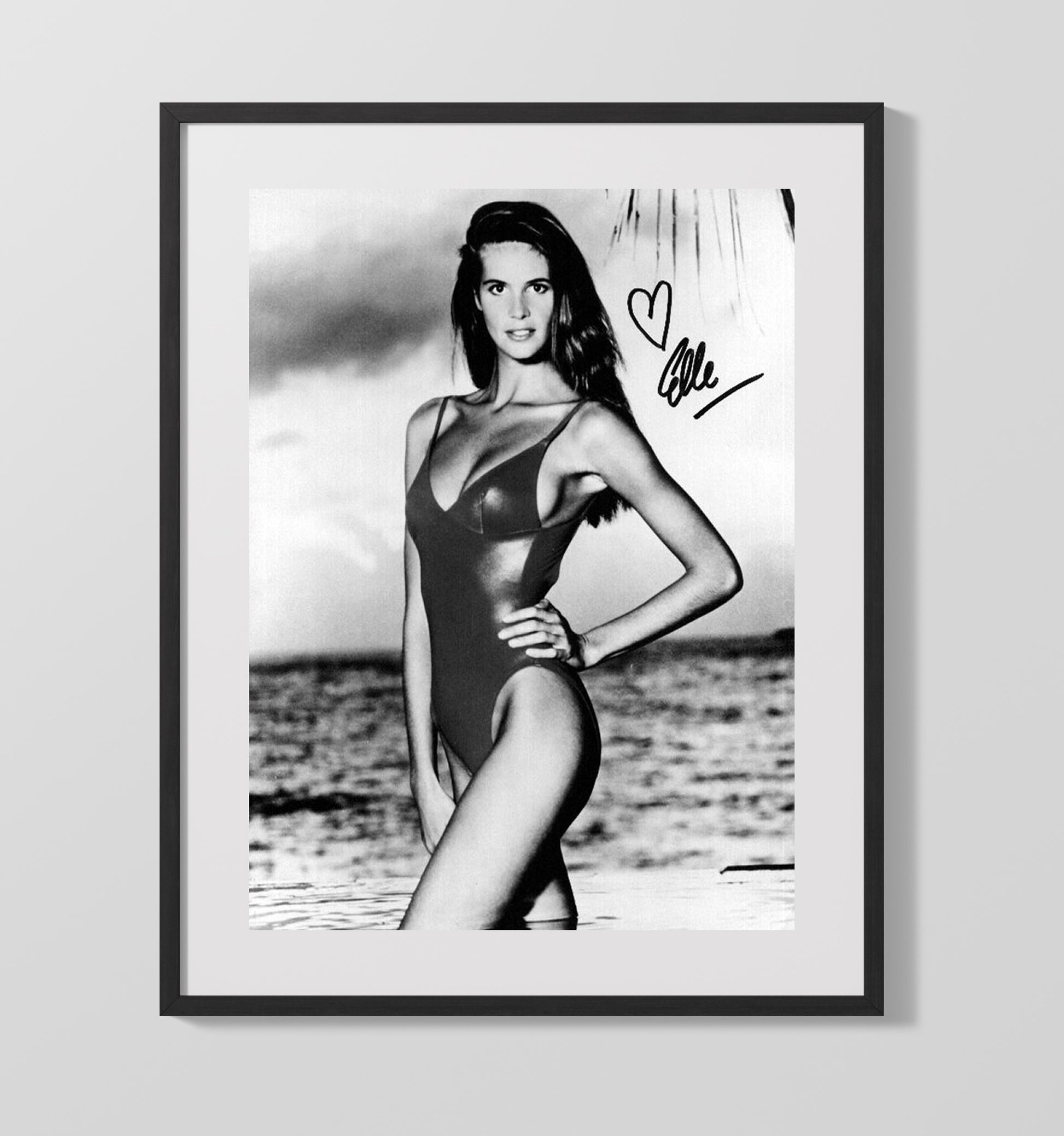 Elle Macpherson - Classic Black and White SI Swimsuit Model Portrait Signed.jpg Swimsuit Wall Art 16x20 Gallery Frame wall art print – Swimsuit Wall Art decor