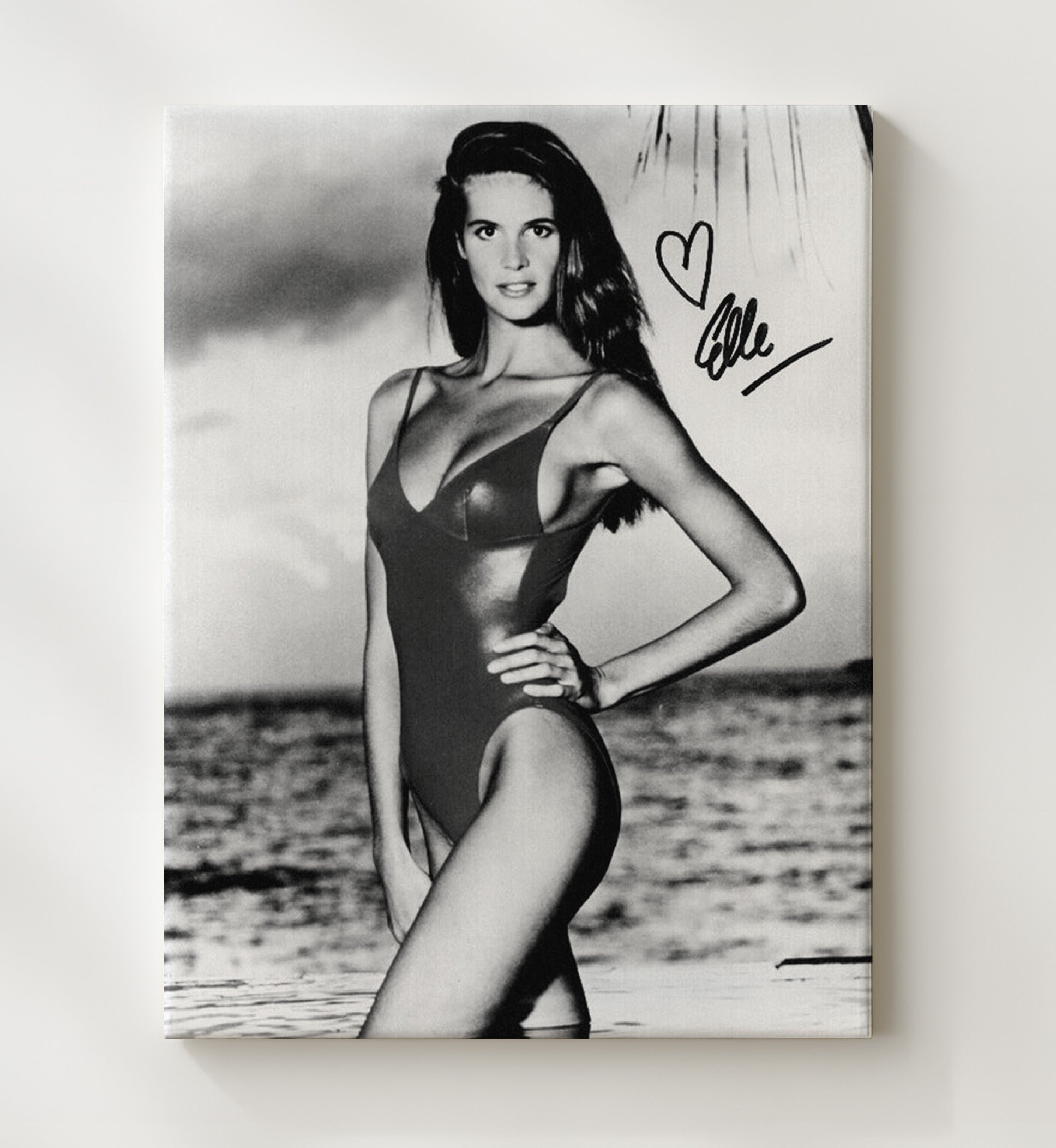 Elle Macpherson - Classic Black and White SI Swimsuit Model Portrait Signed.jpg Swimsuit Wall Art 20x24 Canvas wall art print – Swimsuit Wall Art decor
