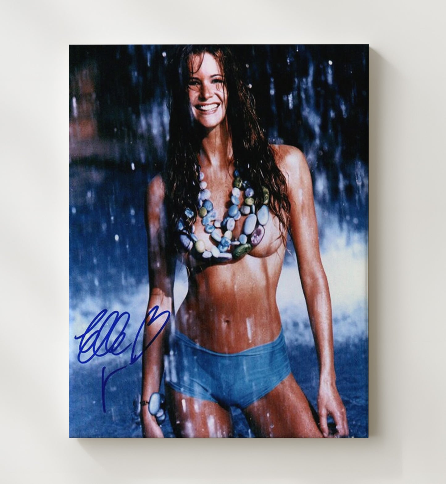 Elle Macpherson - Waterfall Beaded Necklace SI Swimsuit Model Portrait Signed.jpg Swimsuit Wall Art 20x24 Canvas wall art print – Swimsuit Wall Art decor