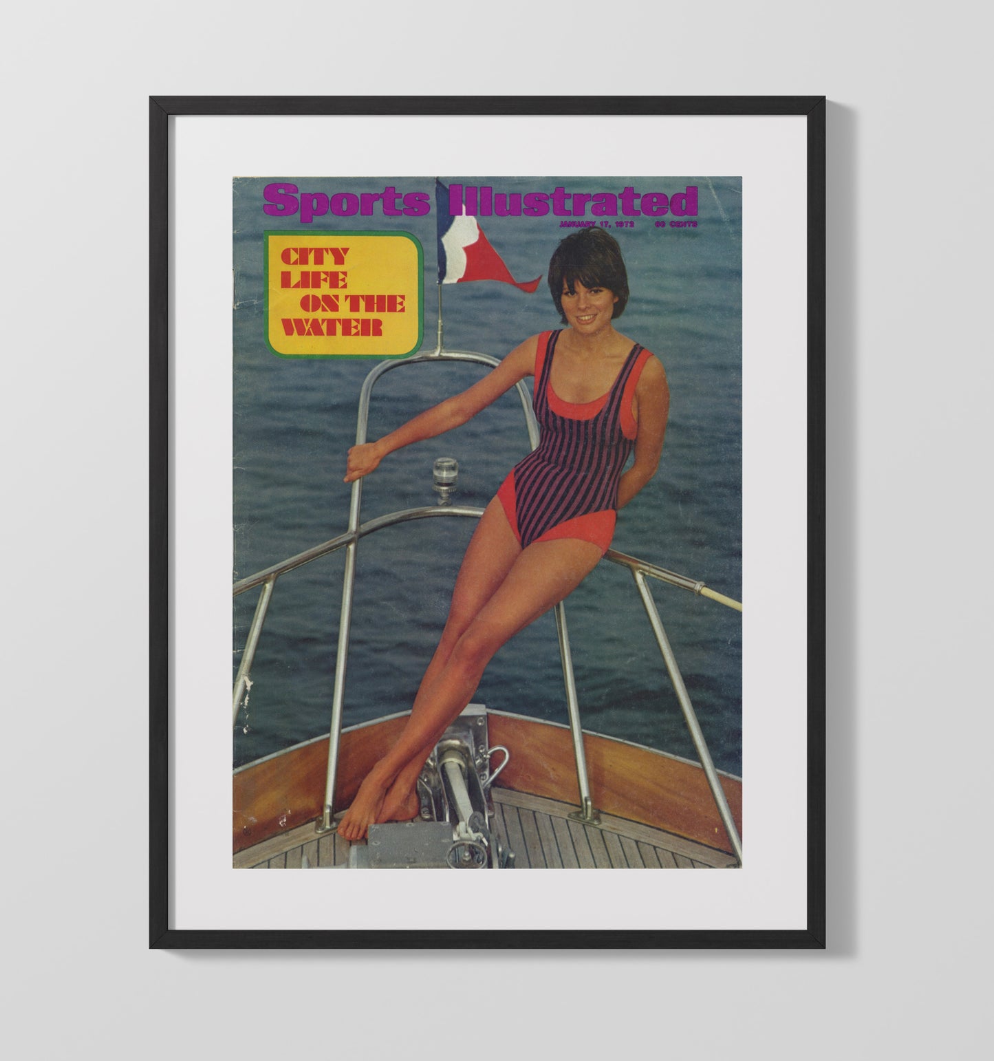 Harbor Deck Model - Vintage 1972 City Life on the Water SI Swimsuit Issue Cover Swimsuit Wall Art 16x20 Gallery Frame wall art print – Swimsuit Wall Art decor