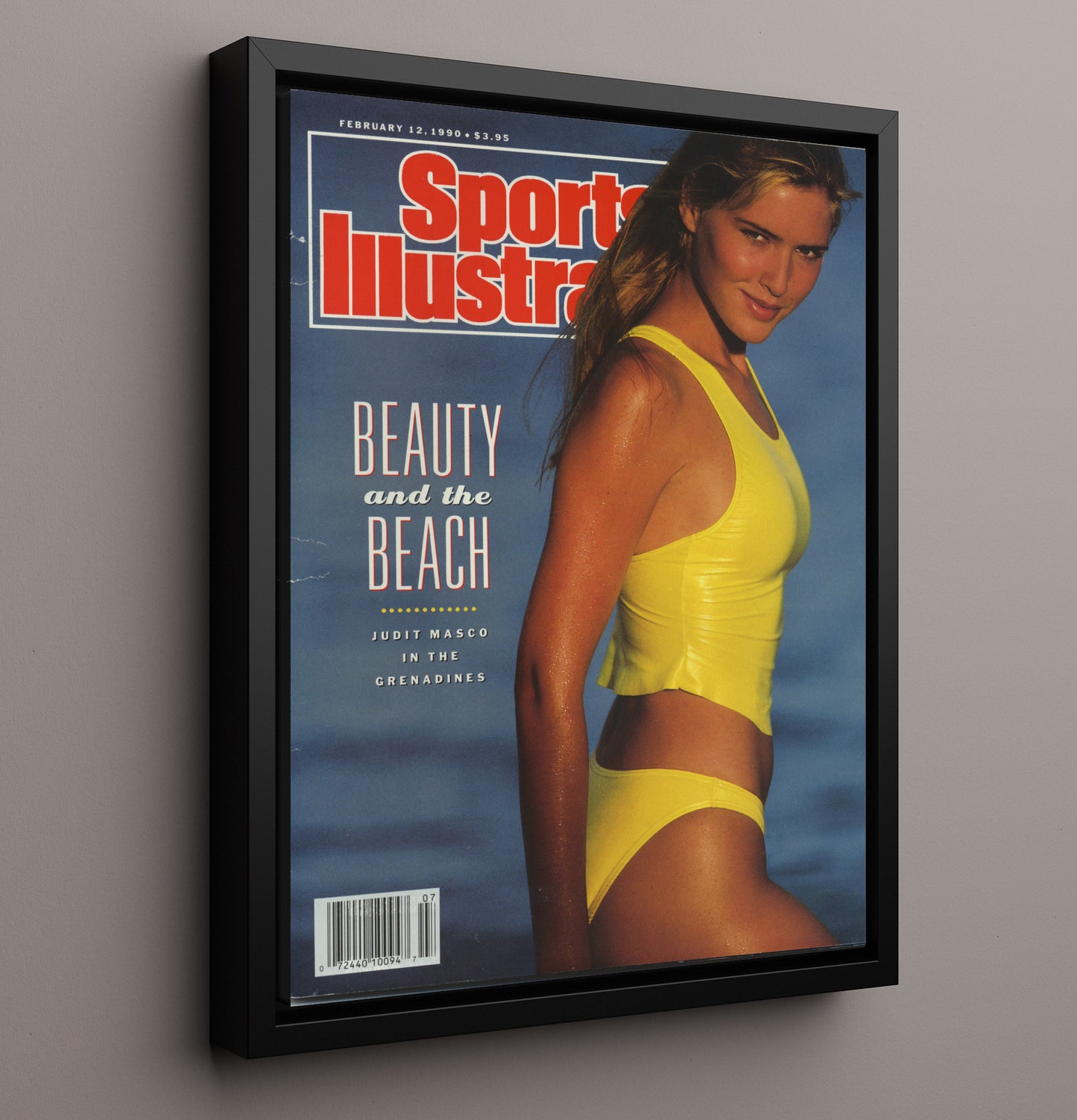 Judit Masco - 1990 Beauty and the Beach Grenadines SI Swimsuit Issue Cover Swimsuit Wall Art 16x20 Framed Canvas wall art print – Swimsuit Wall Art decor