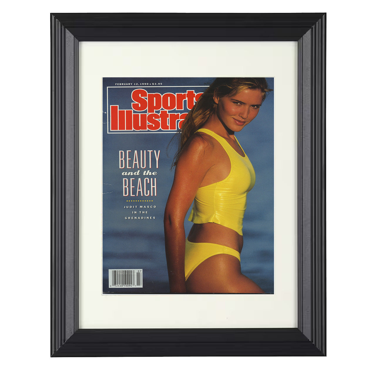 Judit Mascó – Beauty and the Beach Grenadines 1990 SI 8x10 matted black framed swimsuit wall art