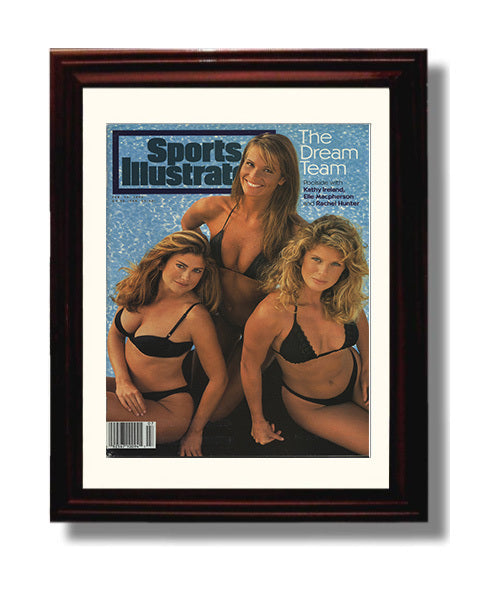 Kathy Ireland Elle Macpherson Rachel Hunter - 1994 Dream Team Poolside SI Swimsuit Issue Cover Swimsuit Wall Art 8x10 Beveled Frame wall art print – Swimsuit Wall Art decor
