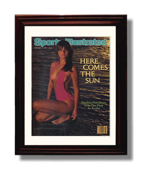 Paulina Porizkova - 1984 In the Pink Aruba SI Swimsuit Issue Cover Swimsuit Wall Art 8x10 Beveled Frame wall art print – Swimsuit Wall Art decor