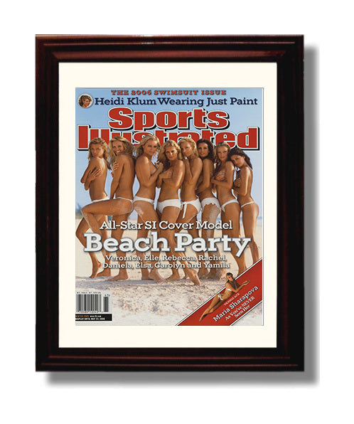SI Cover Models - 2006 All-Star Beach Party SI Swimsuit Issue Cover Swimsuit Wall Art 8x10 Beveled Frame wall art print – Swimsuit Wall Art decor