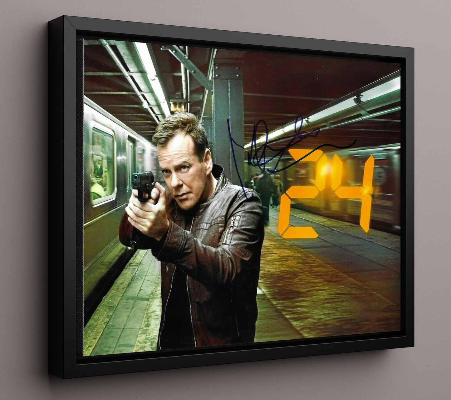 24 - Kiefer Sutherland (Jack Bauer) Subway Platform Standoff - Vintage Television Wall Art - 16x20 Framed Canvas wall art print - television decor