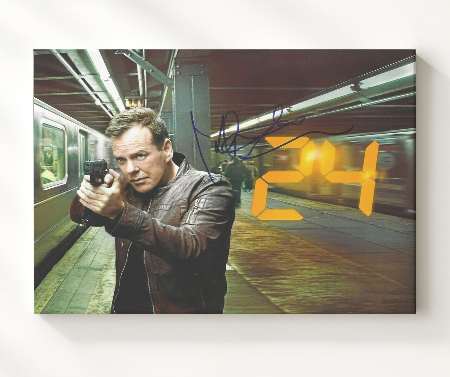 24 - Kiefer Sutherland (Jack Bauer) Subway Platform Standoff - Vintage Television Wall Art - 20x24 Canvas wall art print - television decor