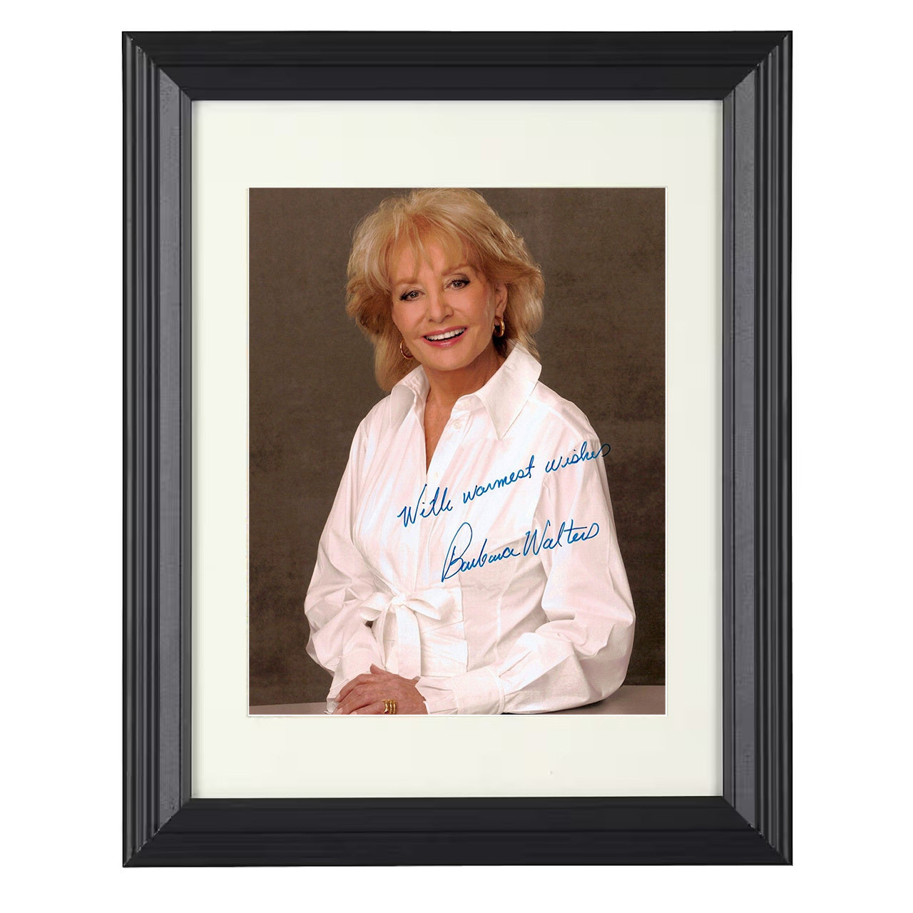ABC News – Barbara Walters Legendary Broadcast Interviewer – 8x10 black beveled framed television wall art