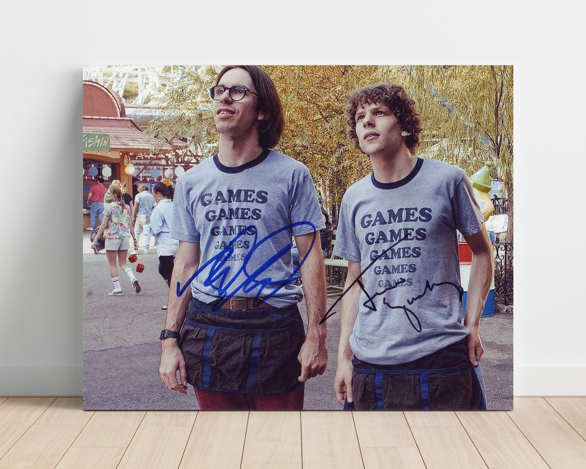 Adventureland - Jesse Eisenberg (James Brennan) and Ryan Reynolds (Mike Connell) Amusement Park Walk Scene - Vintage Television Wall Art - 16x20 Unframed Print wall art print - television decor