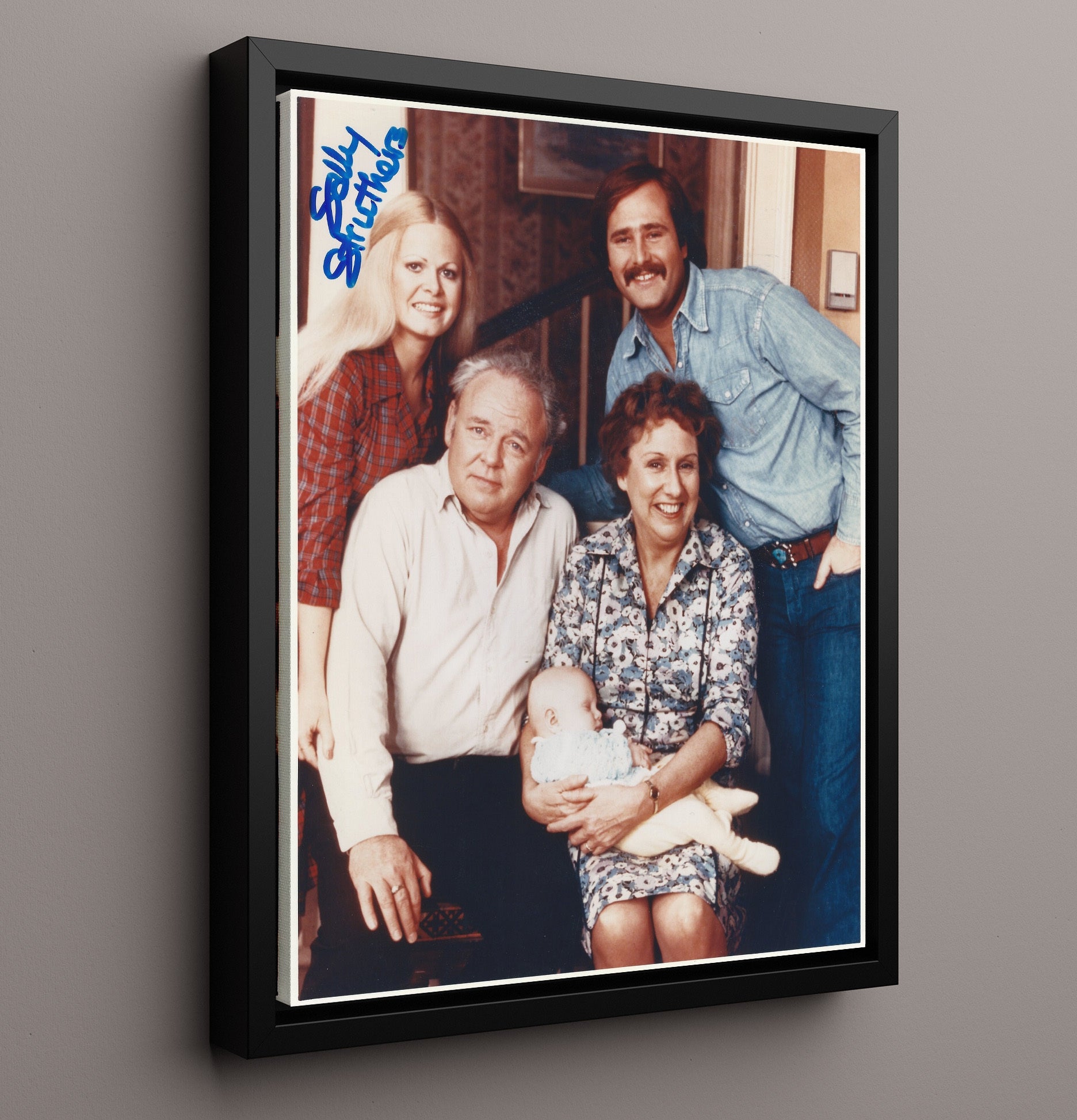 All in the Family - Sally Struthers - Gloria Family Scene - Vintage Television Wall Art - 16x20 Framed Canvas wall art print - television decor