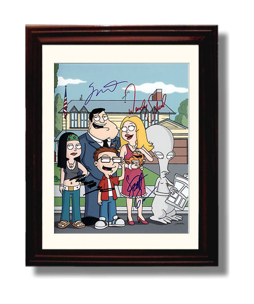 American Dad - Cast Animated Langley Falls Family - Vintage Television Wall Art - 8x10 Beveled Frame wall art print - television decor
