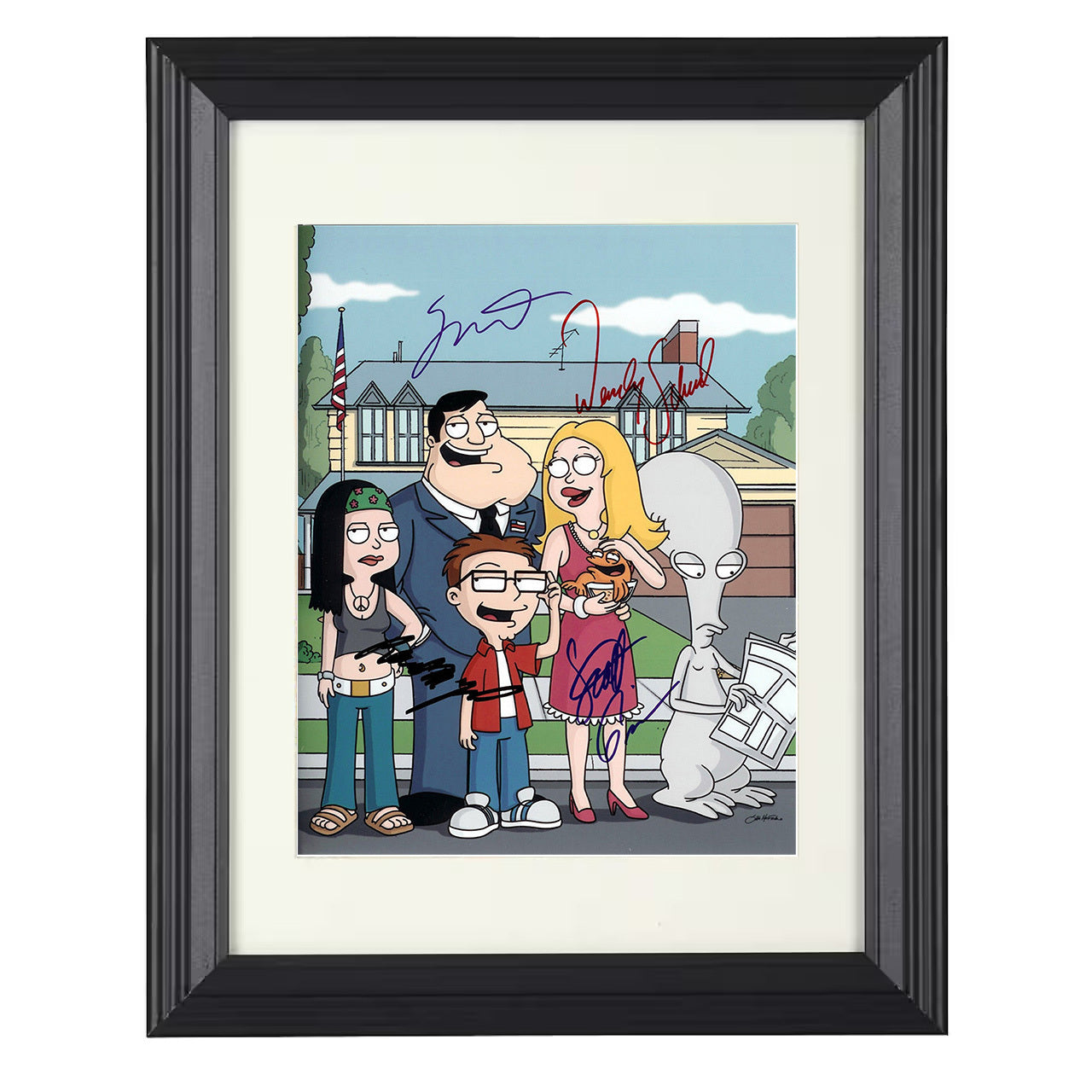 American Dad – Cast Animated Langley Falls Family – 8x10 black beveled framed television wall art
