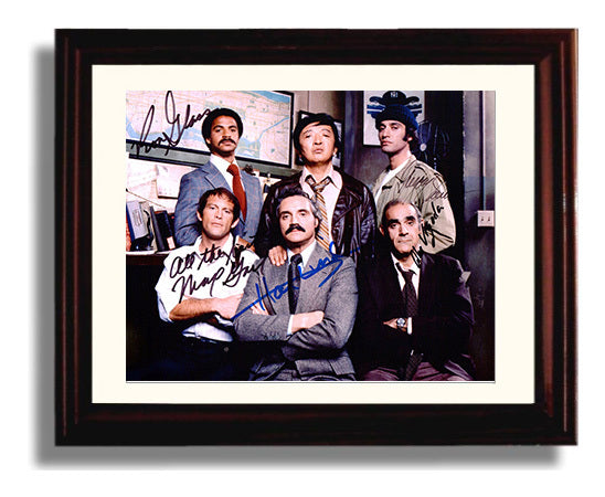 Barney Miller - Hal Linden (Captain Barney Miller) Ensemble Cast Precinct Group - Vintage Television Wall Art - 8x10 Beveled Frame wall art print - television decor