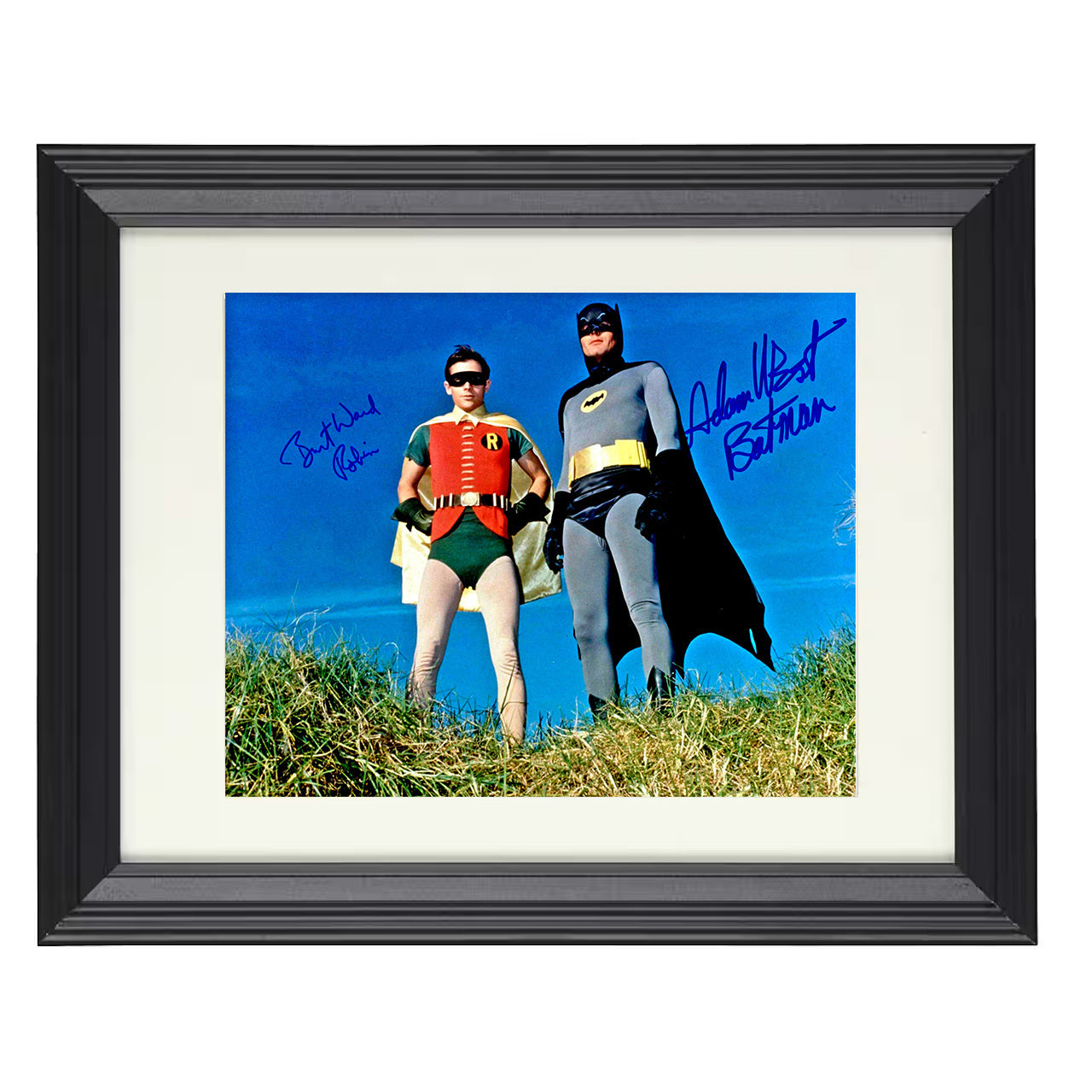 Batman – Batman and Burt Ward Hilltop Hero Pose – 8x10 black beveled framed television wall art
