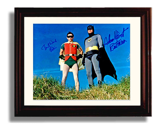Batman - Adam West (Batman) and Burt Ward (Robin) Hilltop Hero Pose - Vintage Television Wall Art - 8x10 Beveled Frame wall art print - television decor