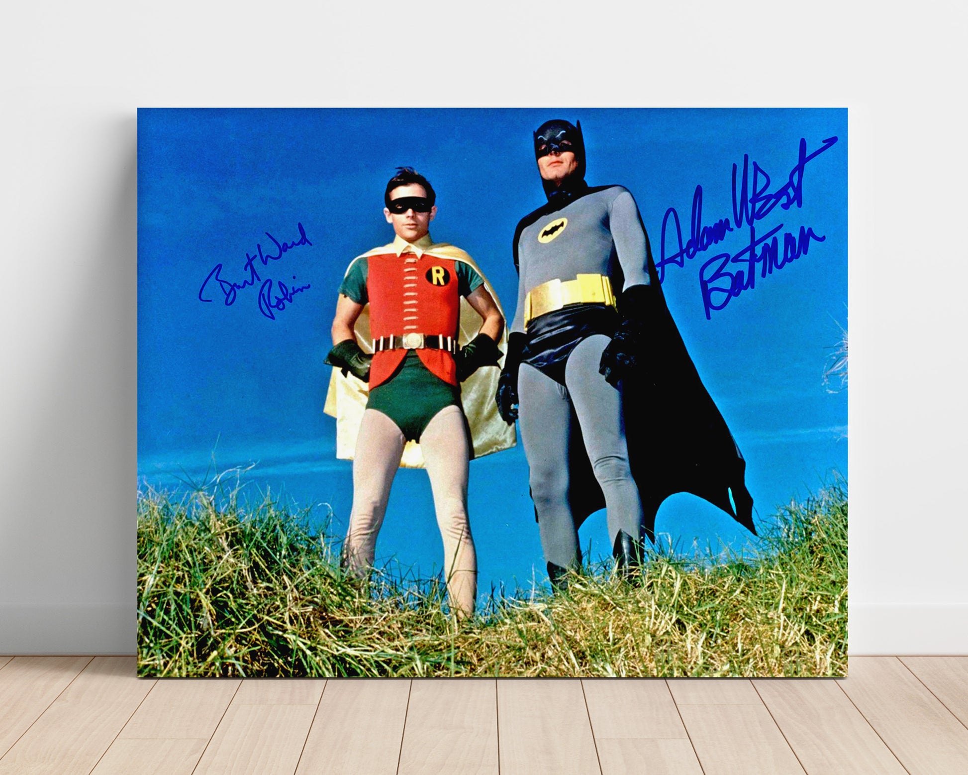 Batman - Adam West (Batman) and Burt Ward (Robin) Hilltop Hero Pose - Vintage Television Wall Art - 16x20 Unframed Print wall art print - television decor