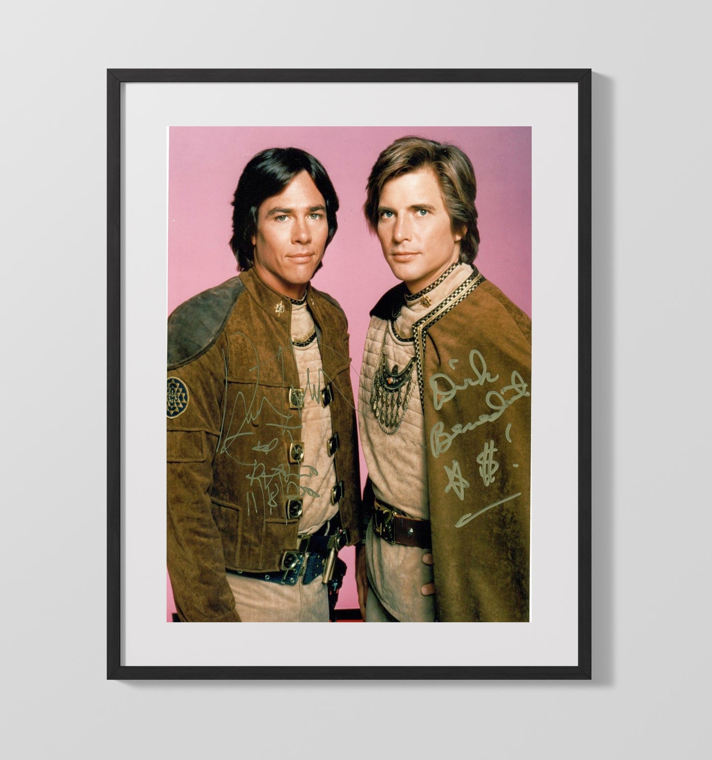 Battlestar Galactica - Dirk Benedict Richard Hatch Colonial Warrior Duo - Vintage Television Wall Art - 16x20 Gallery Frame wall art print - television decor