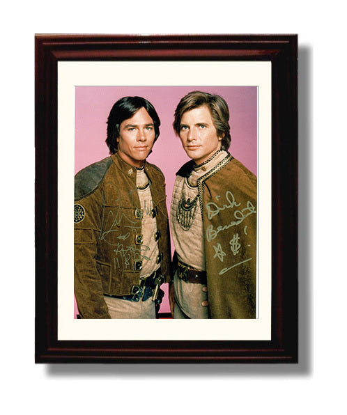 Battlestar Galactica - Dirk Benedict Richard Hatch Colonial Warrior Duo - Vintage Television Wall Art - 8x10 Beveled Frame wall art print - television decor