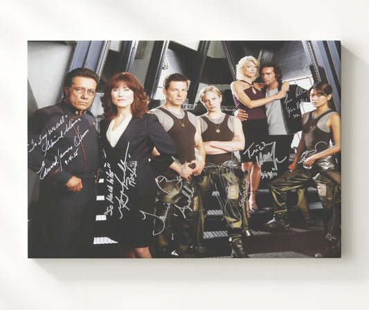 Battlestar Galactica - Edward James Olmos (Admiral Adama) Ensemble Cast Command Deck - Canvas television wall art