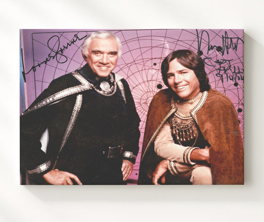 Battlestar Galactica - Lorne Greene (Adama) and Dirk Benedict (Starbuck) Command Bridge - Canvas television wall art