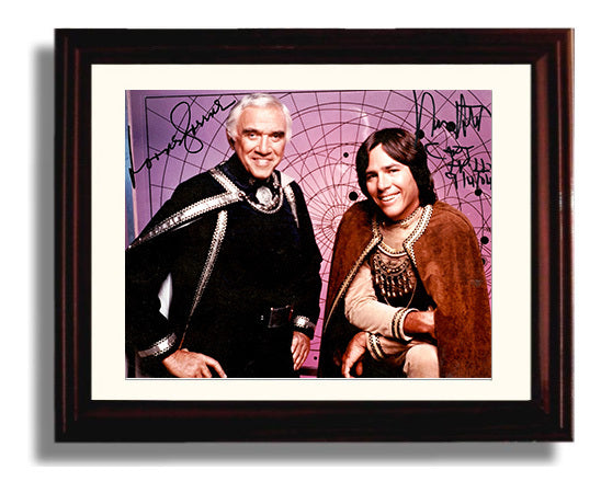 Battlestar Galactica - Lorne Greene (Adama) and Dirk Benedict (Starbuck) Command Bridge - Vintage Television Wall Art - 8x10 Beveled Frame wall art print - television decor