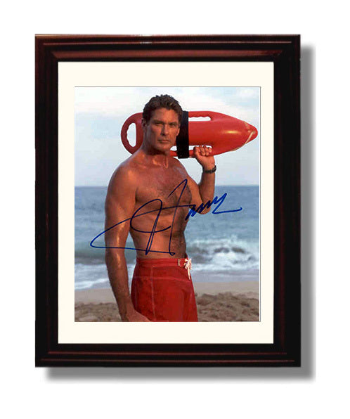 Baywatch - David Hasselhoff Lifeguard Red Rescue Can - Vintage Television Wall Art - 8x10 Beveled Frame wall art print - television decor