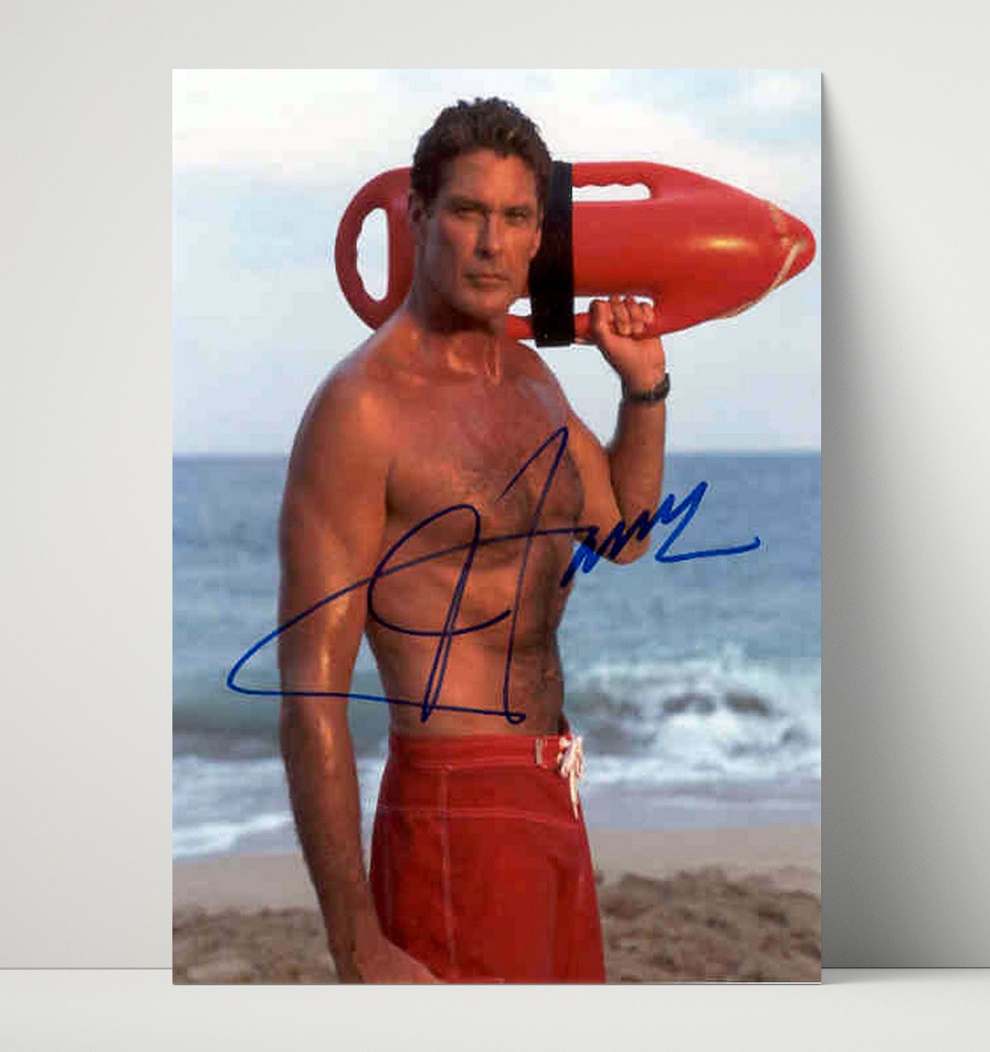 Baywatch - David Hasselhoff Lifeguard Red Rescue Can - Vintage Television Wall Art - 16x20 Unframed Print wall art print - television decor