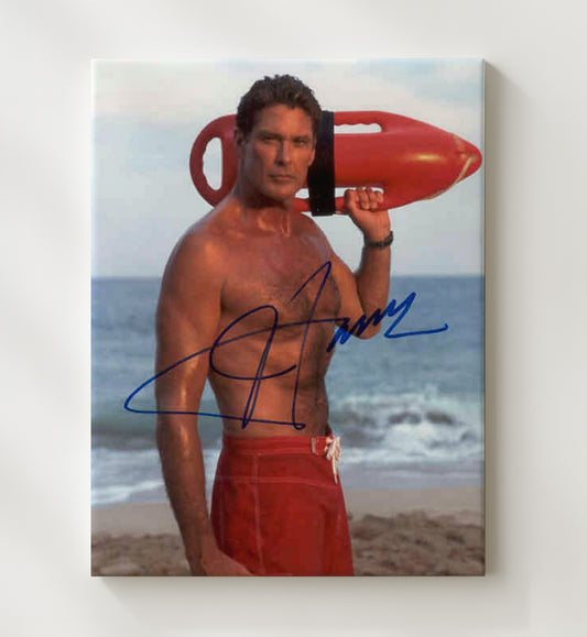 Baywatch - David Hasselhoff Lifeguard Red Rescue Can - Canvas television wall art