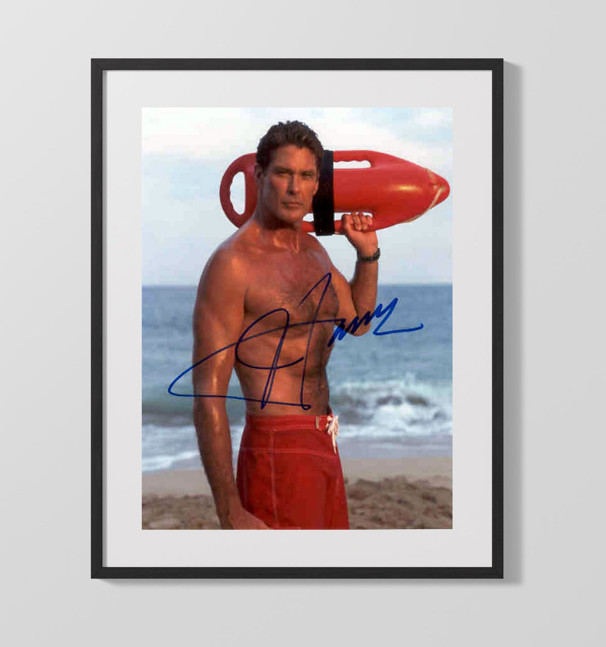 Baywatch - David Hasselhoff Lifeguard Red Rescue Can - Gallery Frame television wall art