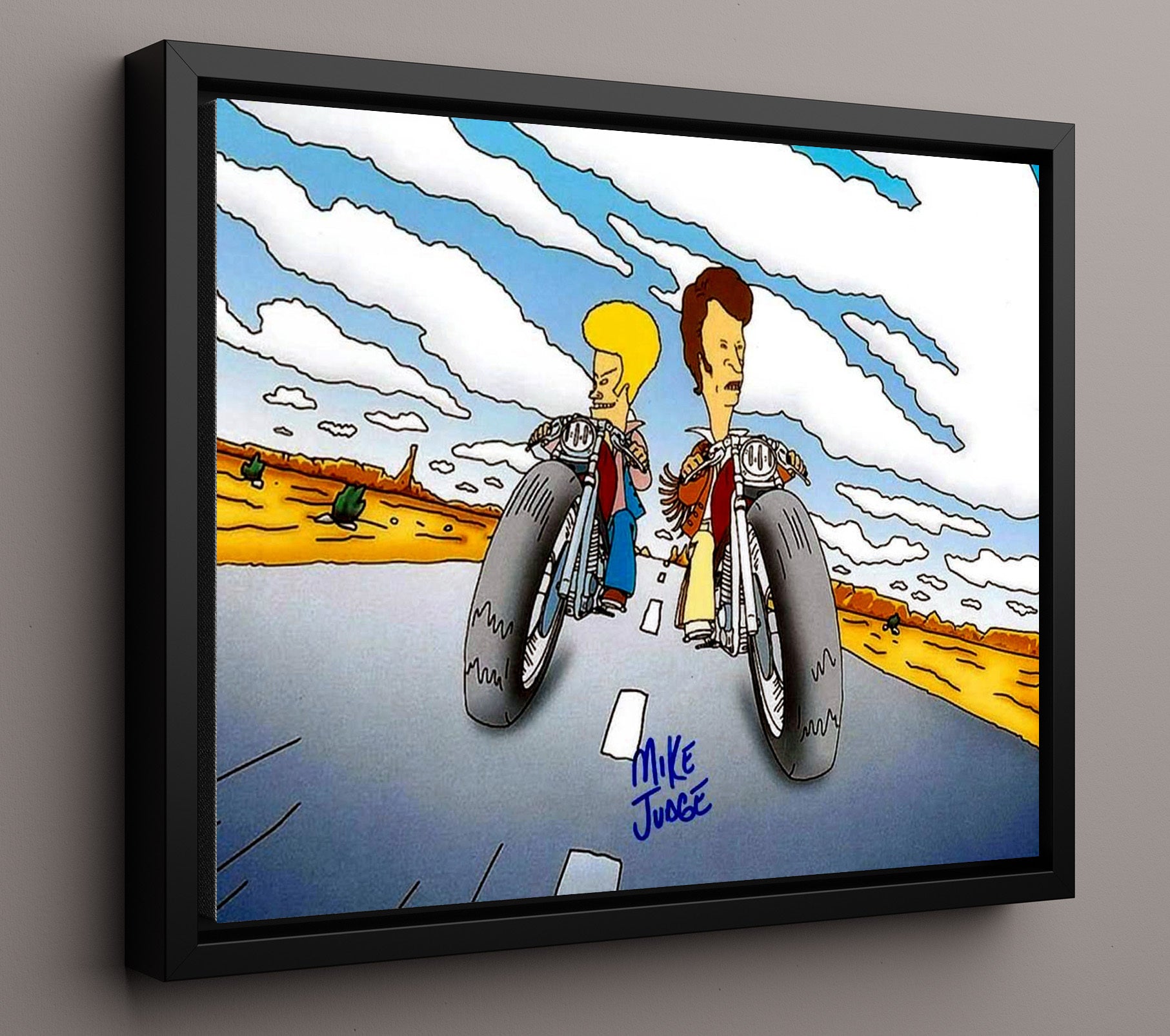 Beavis and Butt-Head - Mike Judge (Creator) Beavis and Butt-Head Desert Motorcycle Ride Animation - Vintage Television Wall Art - 16x20 Framed Canvas wall art print - television decor