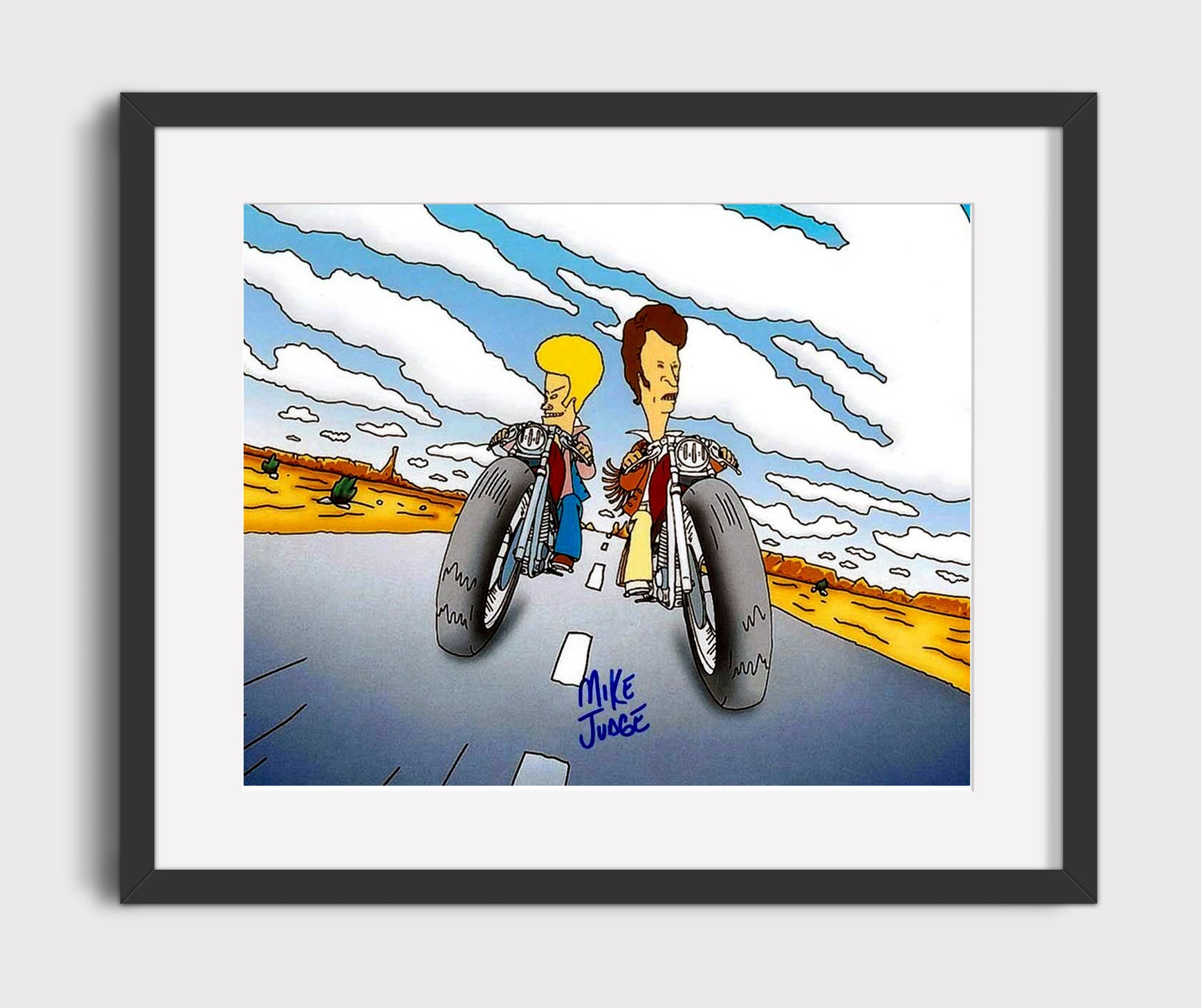 Beavis and Butt-Head - Mike Judge (Creator) Beavis and Butt-Head Desert Motorcycle Ride Animation - Vintage Television Wall Art - 16x20 Gallery Frame wall art print - television decor