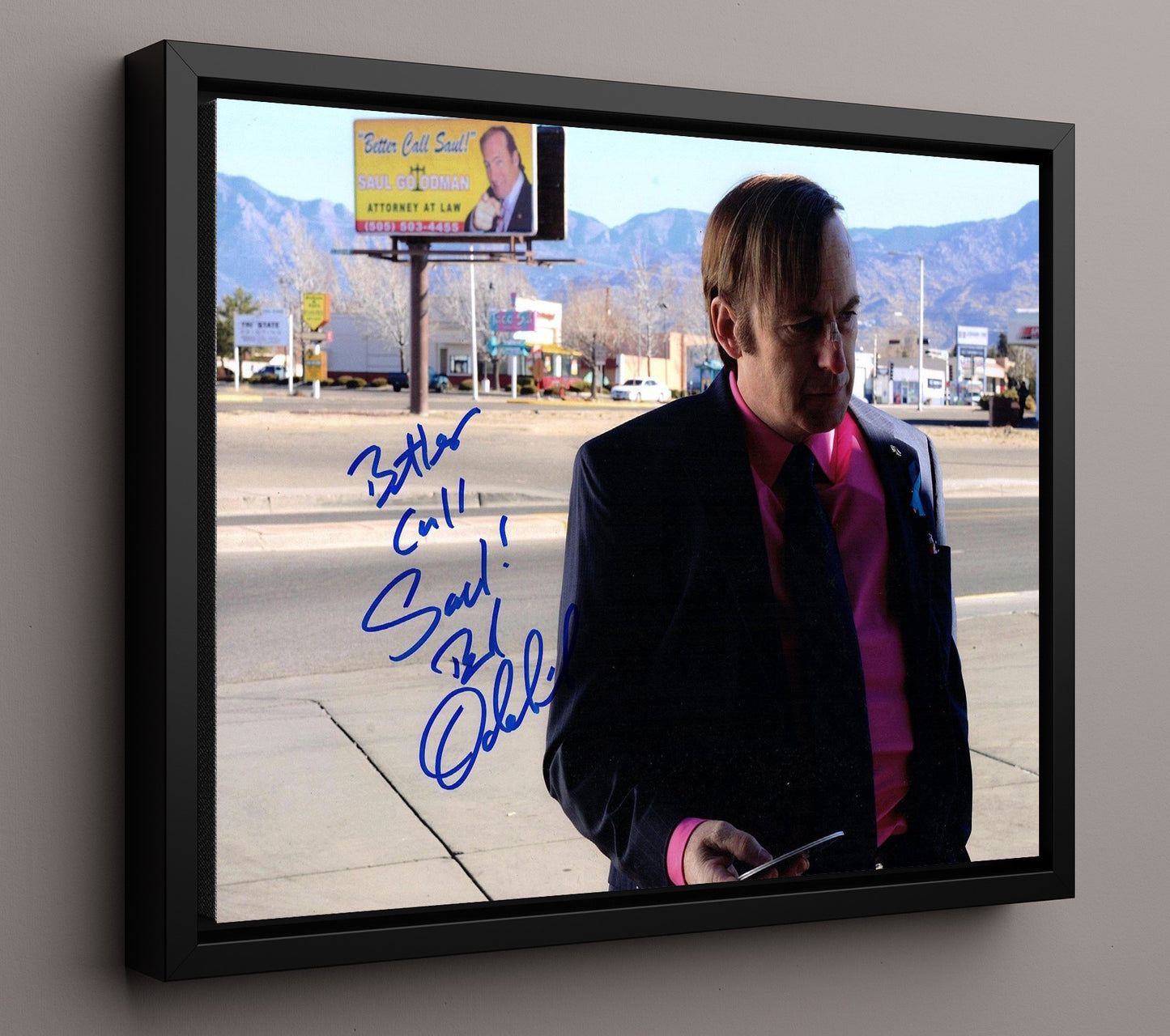 Better Call Saul - Bob Odenkirk (Jimmy McGill) Desert Bus Stop Billboard Scene - Vintage Television Wall Art - 16x20 Framed Canvas wall art print - television decor