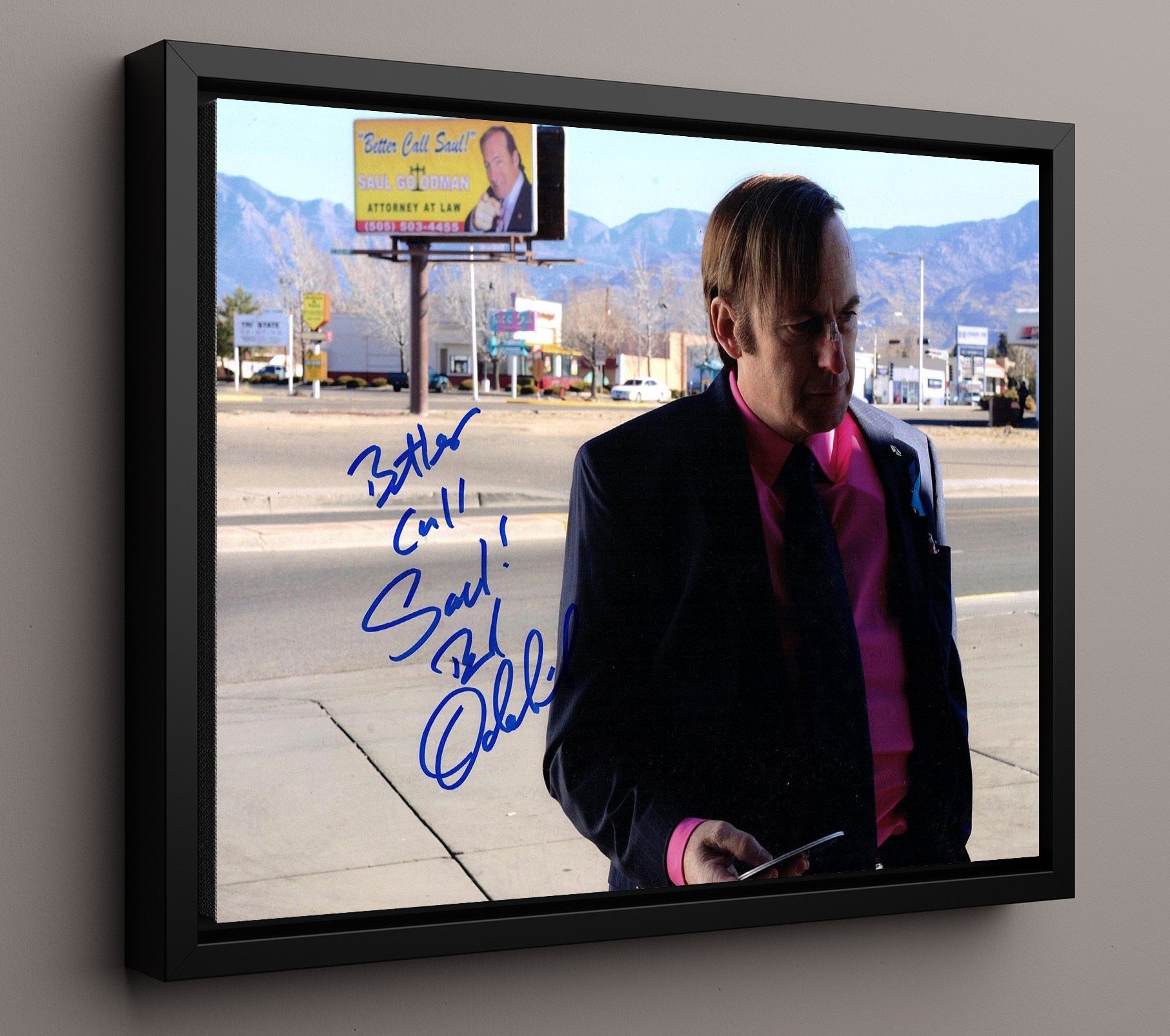 Better Call Saul - Bob Odenkirk (Jimmy McGill) Desert Bus Stop Billboard Scene - Vintage Television Wall Art - 16x20 Framed Canvas wall art print - television decor